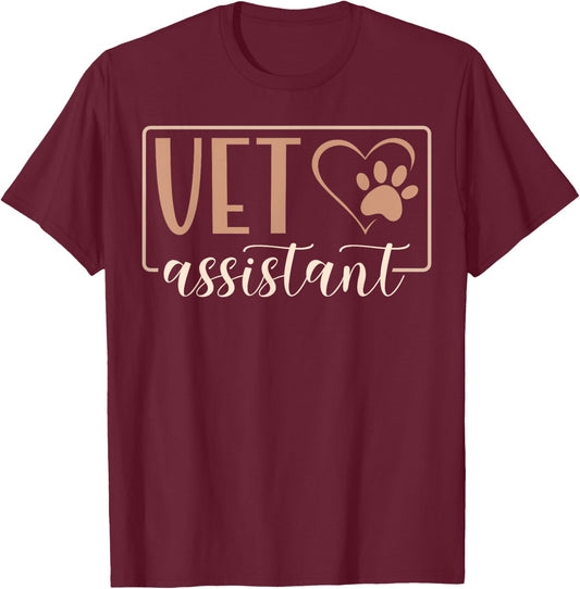 Cute Vet Assistant Heart Veterinary Assistant T-Shirt - T-Shirt | Maroon