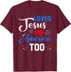 Loves Jesus And America Too Fireworks Christian T-Shirt - T-Shirt | Maroon