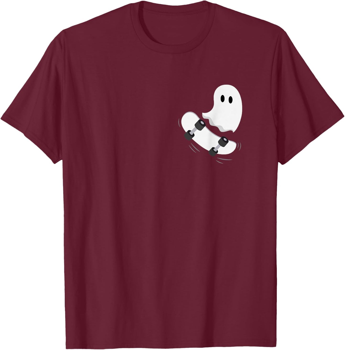 Ghost Skateboard Lazy Halloween Costume Funny Skateboarding T-Shirt - T-Shirt | Maroon