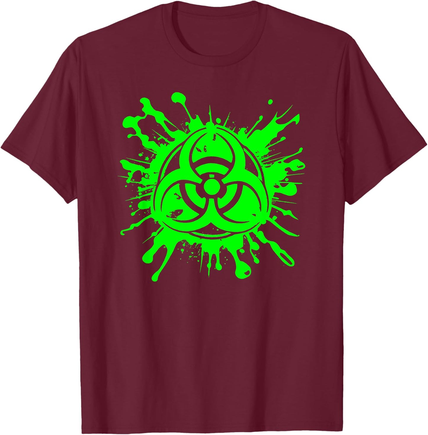Green Radioactive Symbol Biohazard Symbol Radiation Nuclear T-Shirt - T-Shirt | Maroon