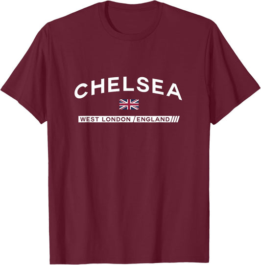 Chelsea Town of West London, England UK T-Shirt - T-Shirt | Maroon