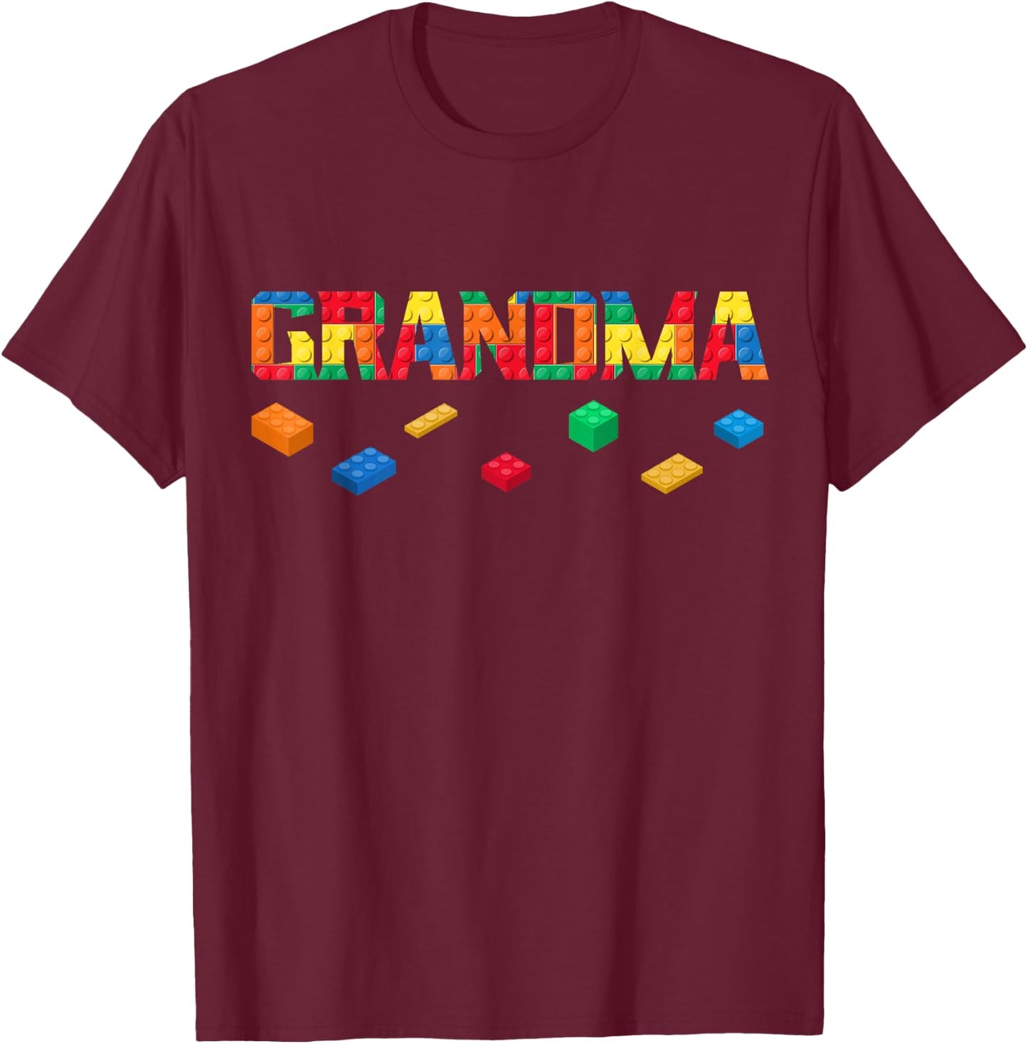 Master Builder Grandma Birthday Boy Building Bricks Blocks T-Shirt - T-Shirt | Maroon