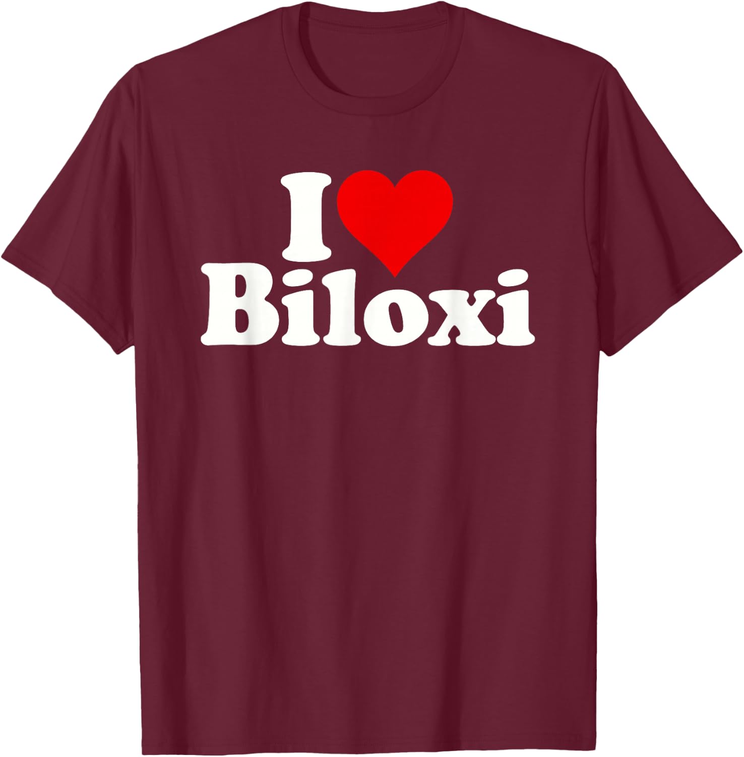 I Love Heart Biloxi Mississippi T-Shirt - T-Shirt | Maroon