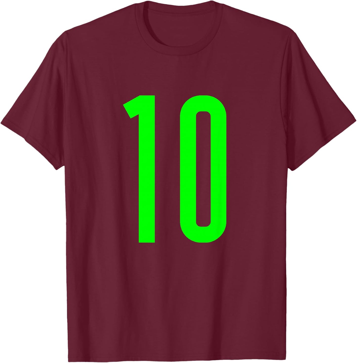 Green Sport Team Number #10 T-Shirt - T-Shirt | Maroon