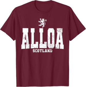 Alloa Scotland Scottish Flag Lion Rampant Caledonia T-Shirt - T-Shirt | Maroon