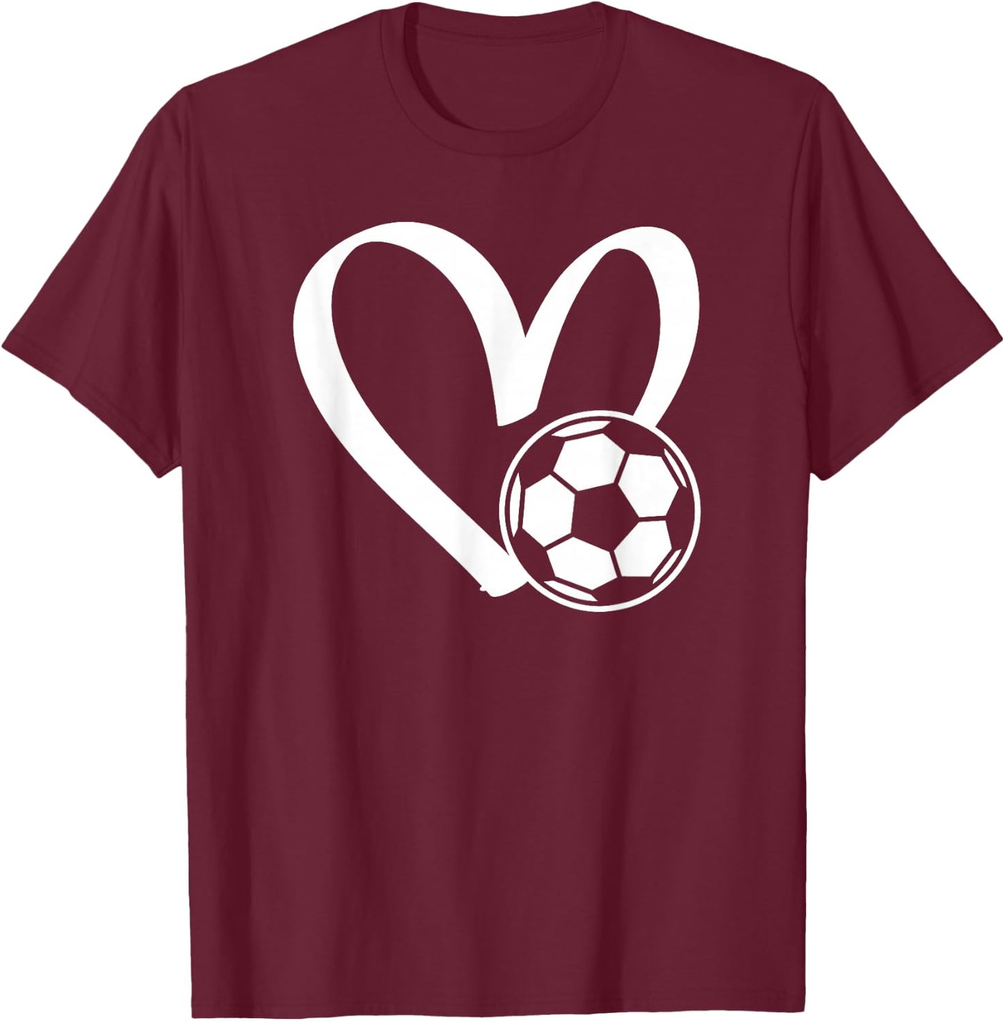 Soccer Ball Heart T-Shirt - T-Shirt | Maroon