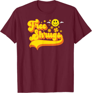 Free Shrugs - Funny Classic Parody T-Shirt - T-Shirt | Maroon