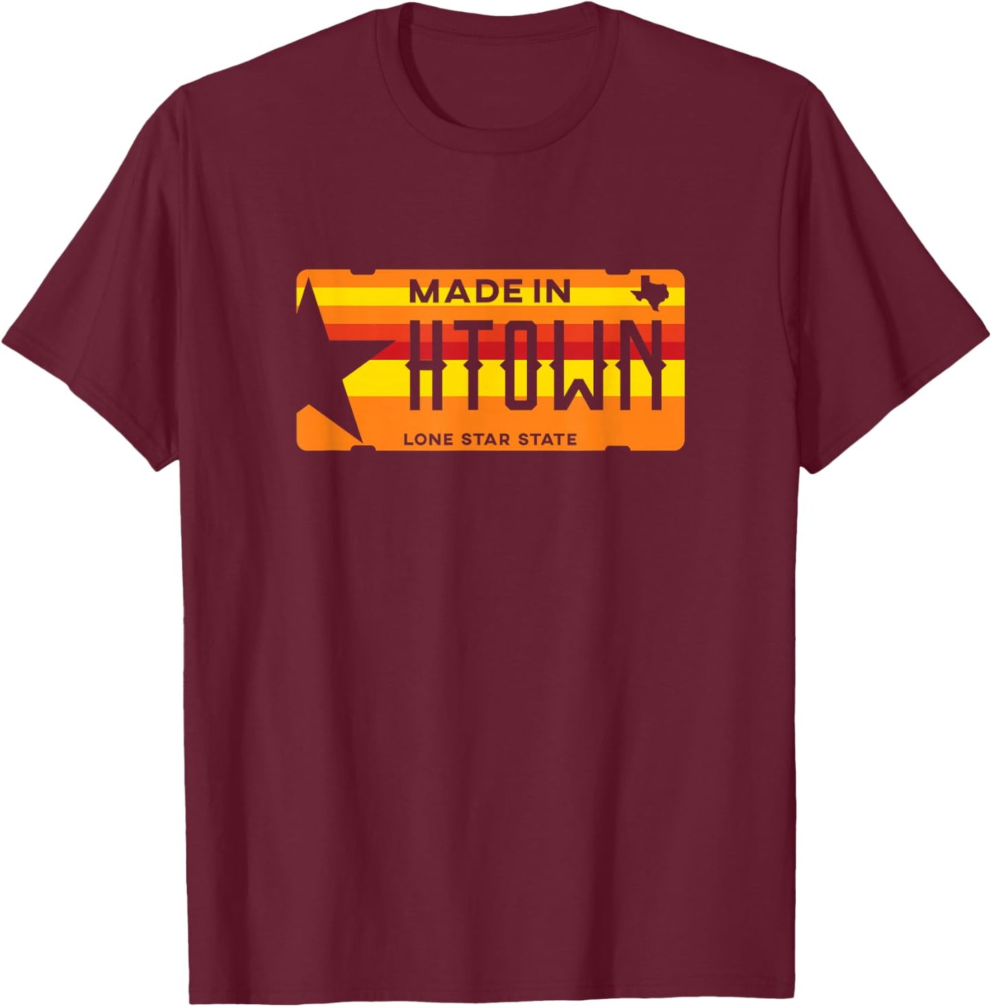 Made in H-Town Vintage Born in Houston Texas T-Shirt - T-Shirt | Maroon