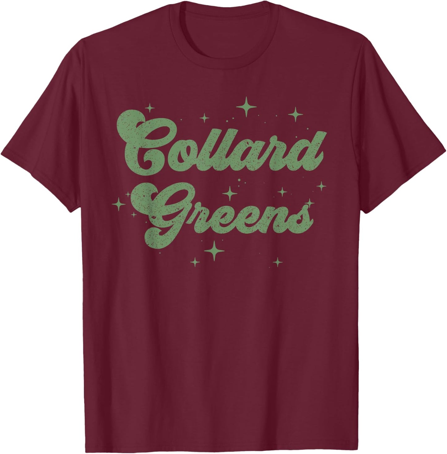 Collard Greens Retro Thanksgiving Food Nutrition Matching T-Shirt - T-Shirt | Maroon