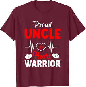 Proud Uncle Of A Heart Warrior CHD Awareness T-Shirt - T-Shirt | Maroon