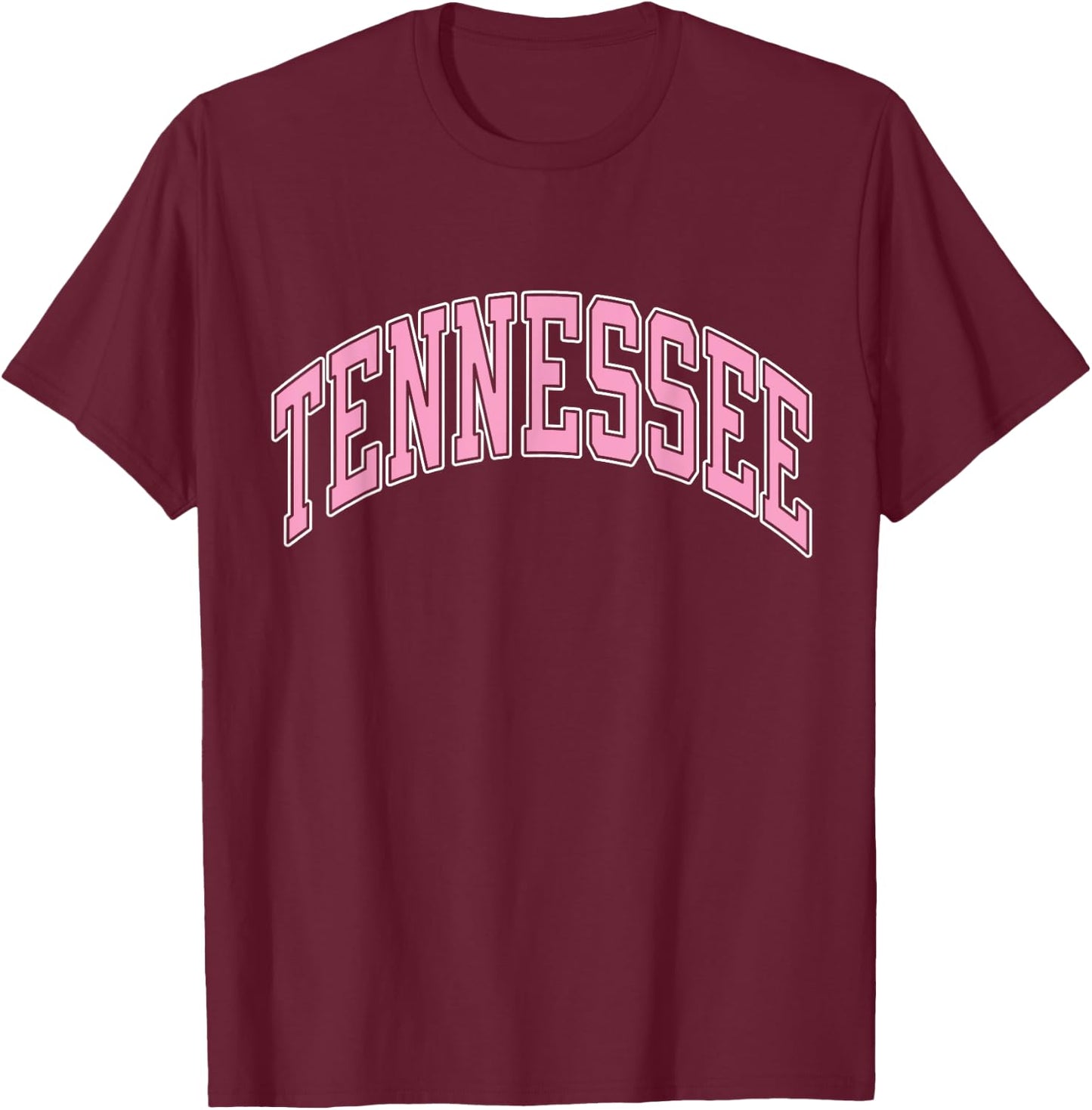 Tennessee Varsity Style Pink Text T-Shirt - T-Shirt | Maroon