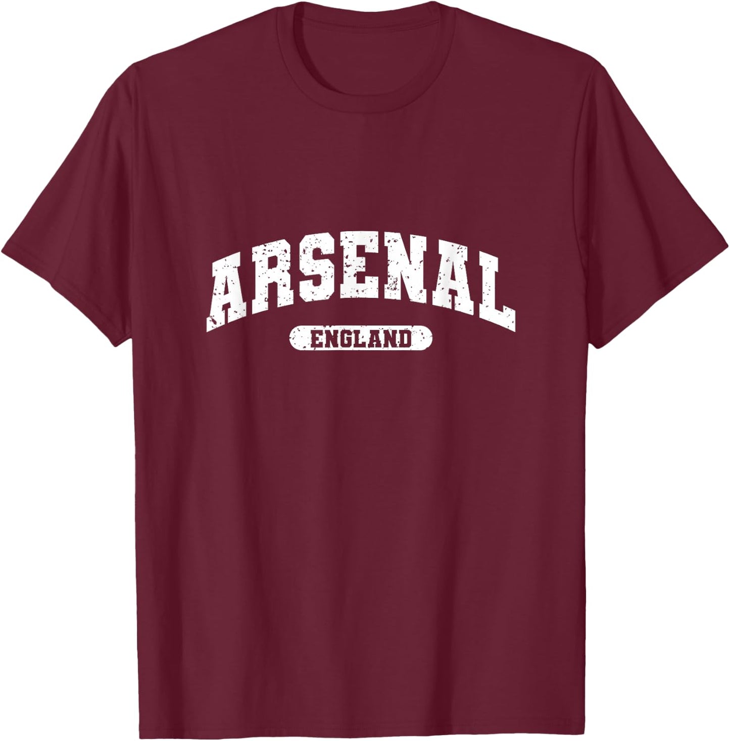 Retro Varsity Style Arsenal England T-Shirt - T-Shirt | Maroon