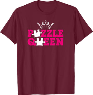 Funny Puzzle Queen Jigsaw Puzzle Lovers Dissectologist Women T-Shirt - T-Shirt | Maroon