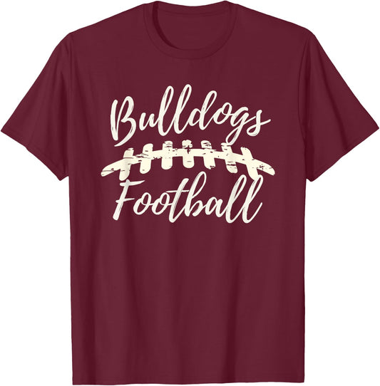 Bulldogs Football School Spirit Team Mascot Game Day Night T-Shirt - T-Shirt | Maroon