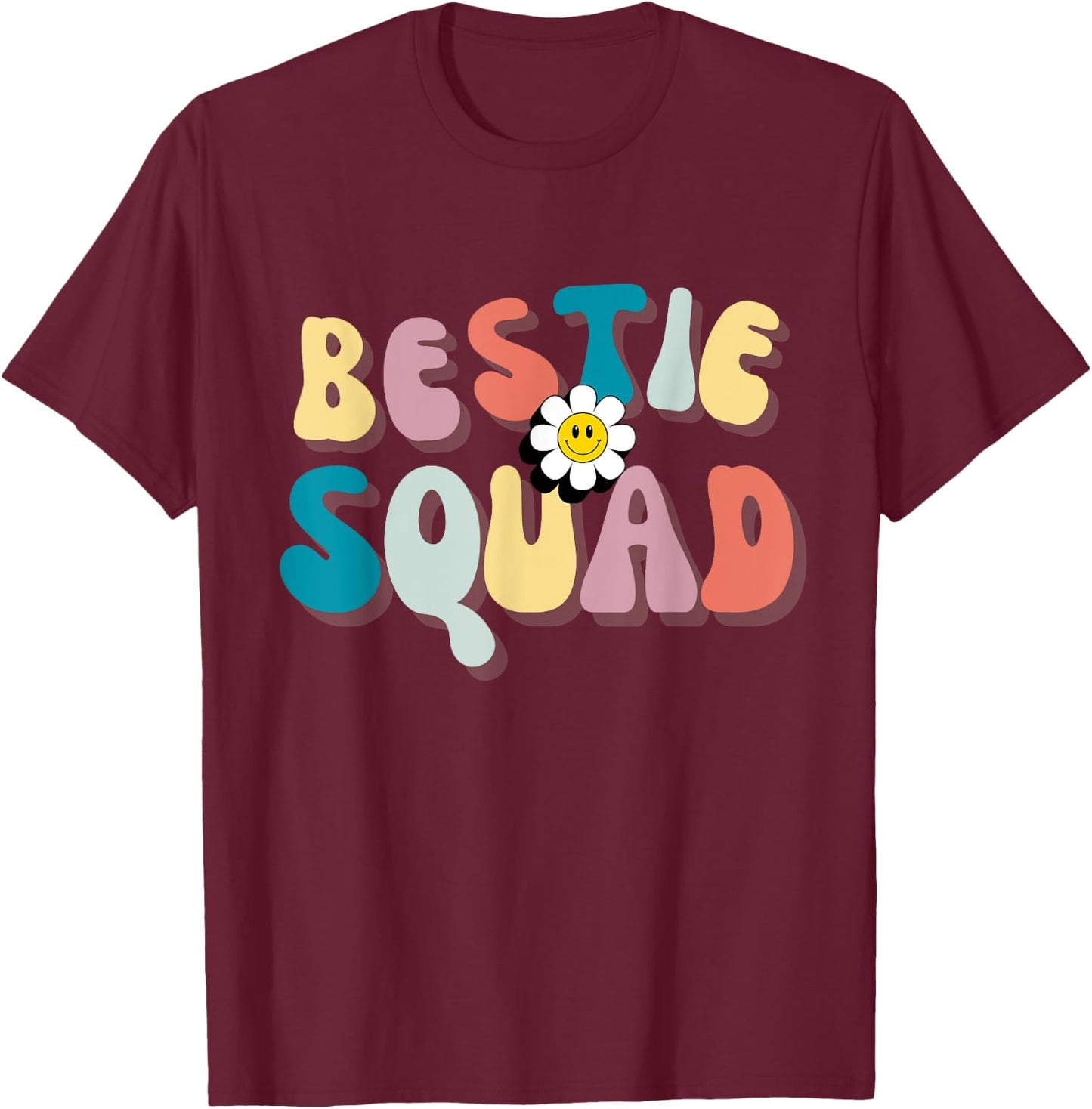 Groovy Bestie Squad Trip Friend Matching Besties Friendship T-Shirt - T-Shirt | Maroon