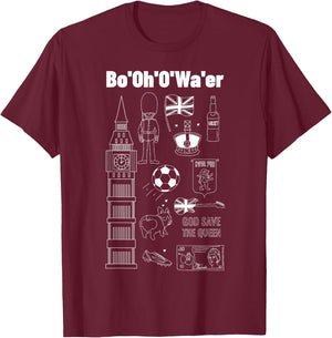 Funny Brit Gifts & British Accent Bottle Of Water T-Shirt - T-Shirt | Maroon