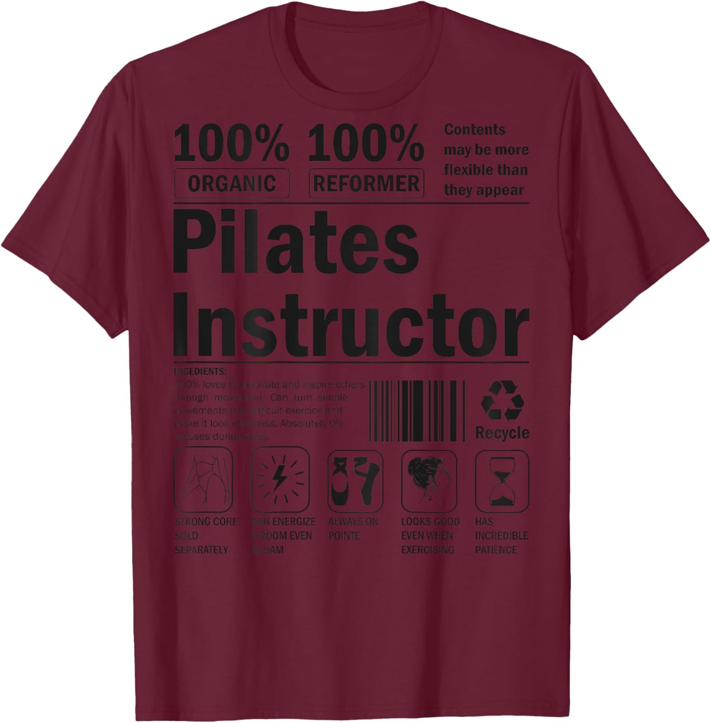 Funny Contrology Instructor Pilates Lover Workout T-Shirt - T-Shirt | Maroon