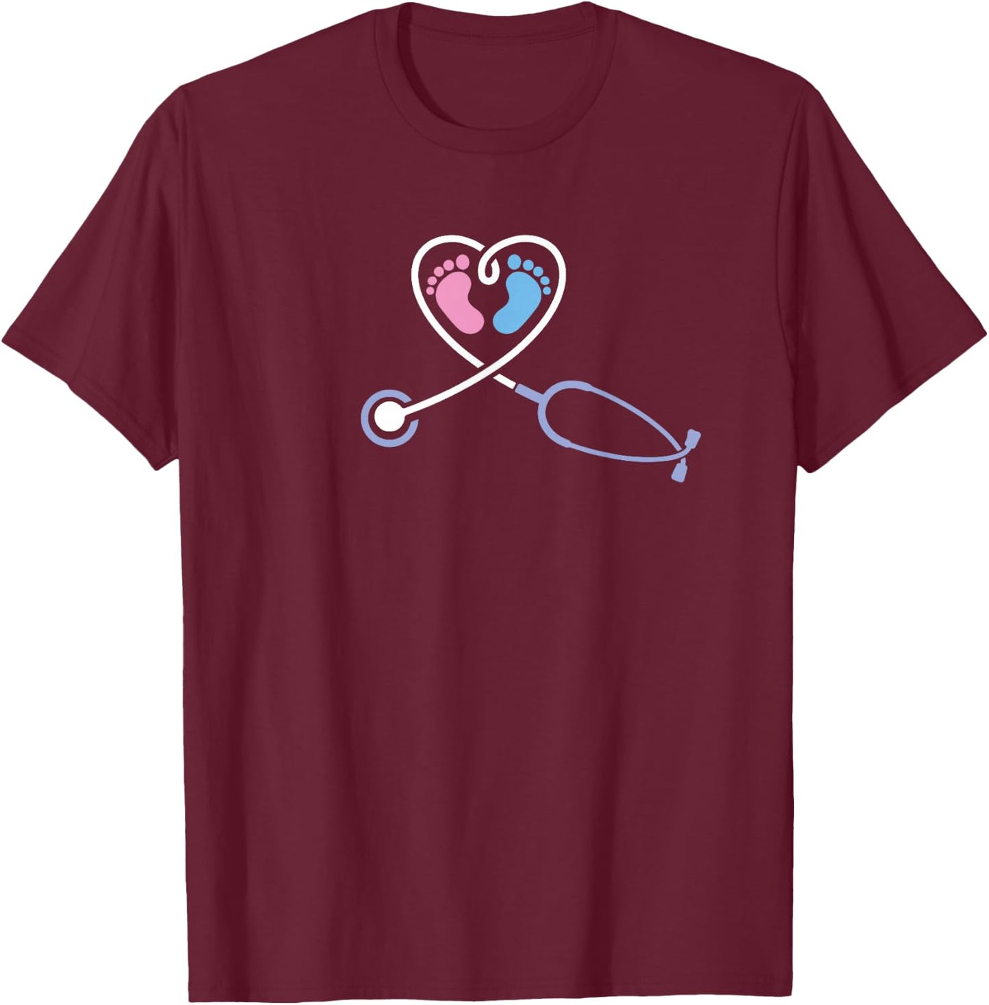 Obstetrics Gynecology Nurse Stethoscope Obgyn Obstetrician T-Shirt - T-Shirt | Maroon