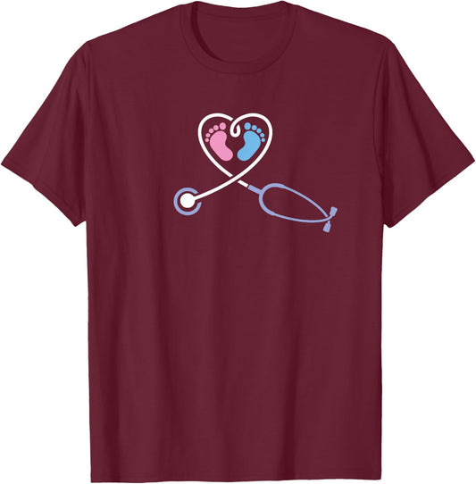 Obstetrics Gynecology Nurse Stethoscope Obgyn Obstetrician T-Shirt - T-Shirt | Maroon