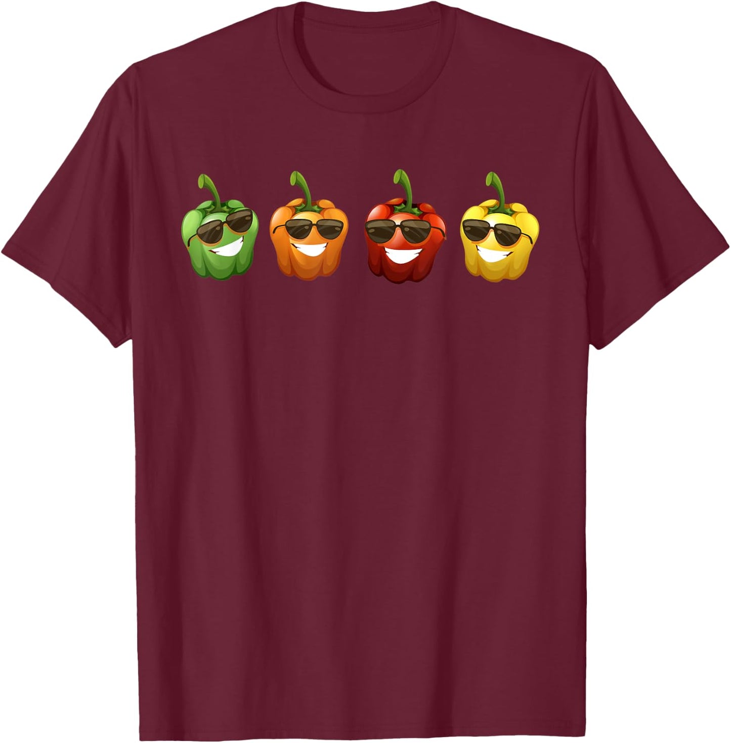 Team Of Bell Peppers Sunglusses Love Veggie Salad Costume T-Shirt - T-Shirt | Maroon
