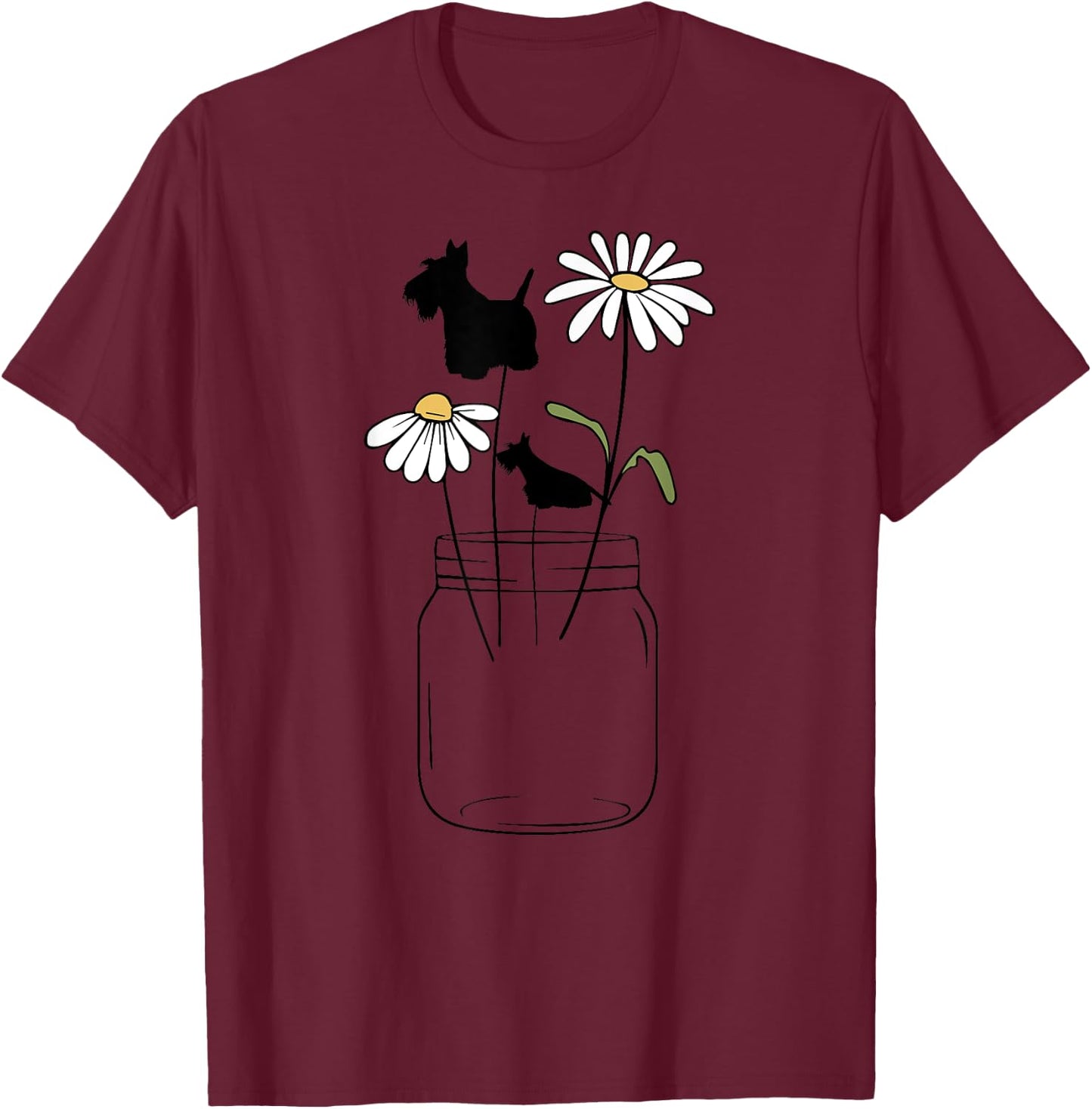Scottie mom Scottish Terrier flower T-Shirt - T-Shirt | Maroon