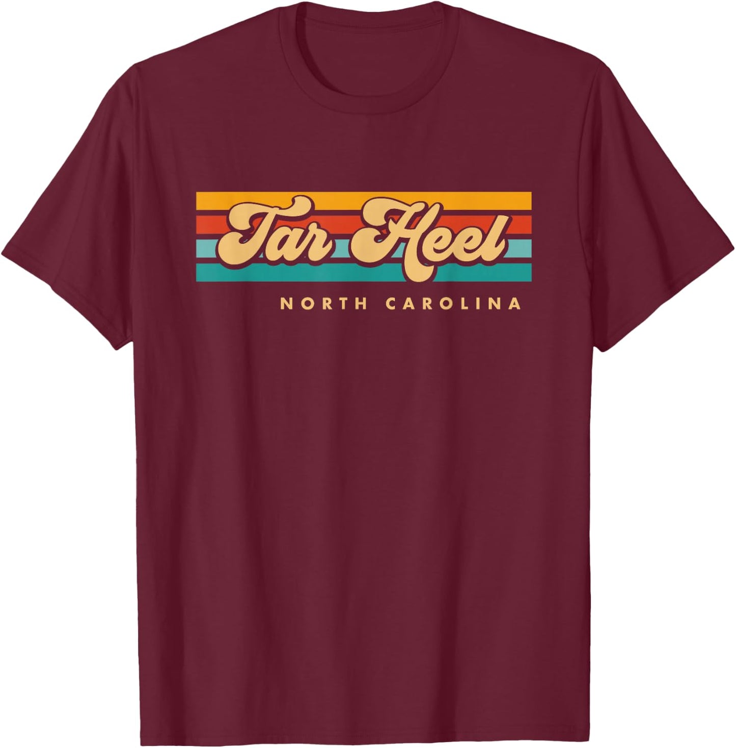 Vintage Sunset Stripes Tar Heel, North Carolina T-Shirt - T-Shirt | Maroon