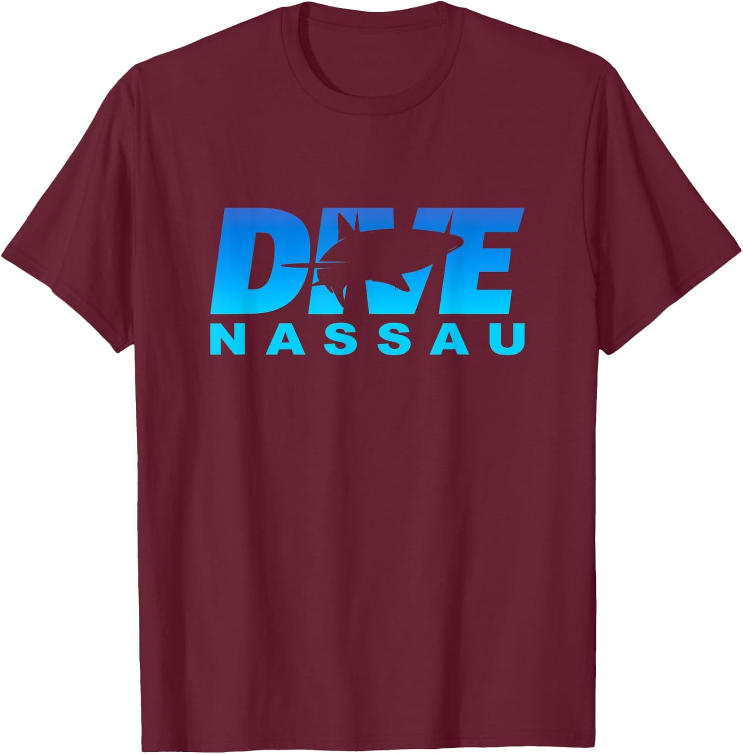 Dive Nassau with Shark, Scuba Diving at Nassau T-Shirt - T-Shirt | Maroon