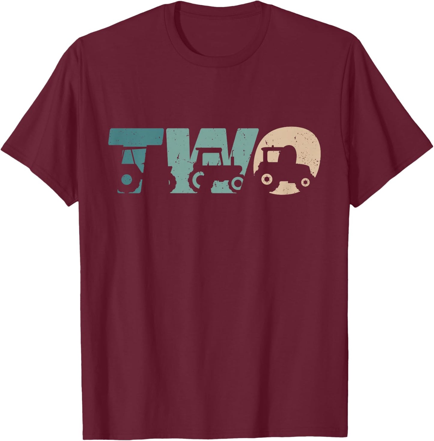 2 Year Old Shirt 2nd Birthday Tractor Farmer Boys Girls Kid T-Shirt - T-Shirt | Maroon