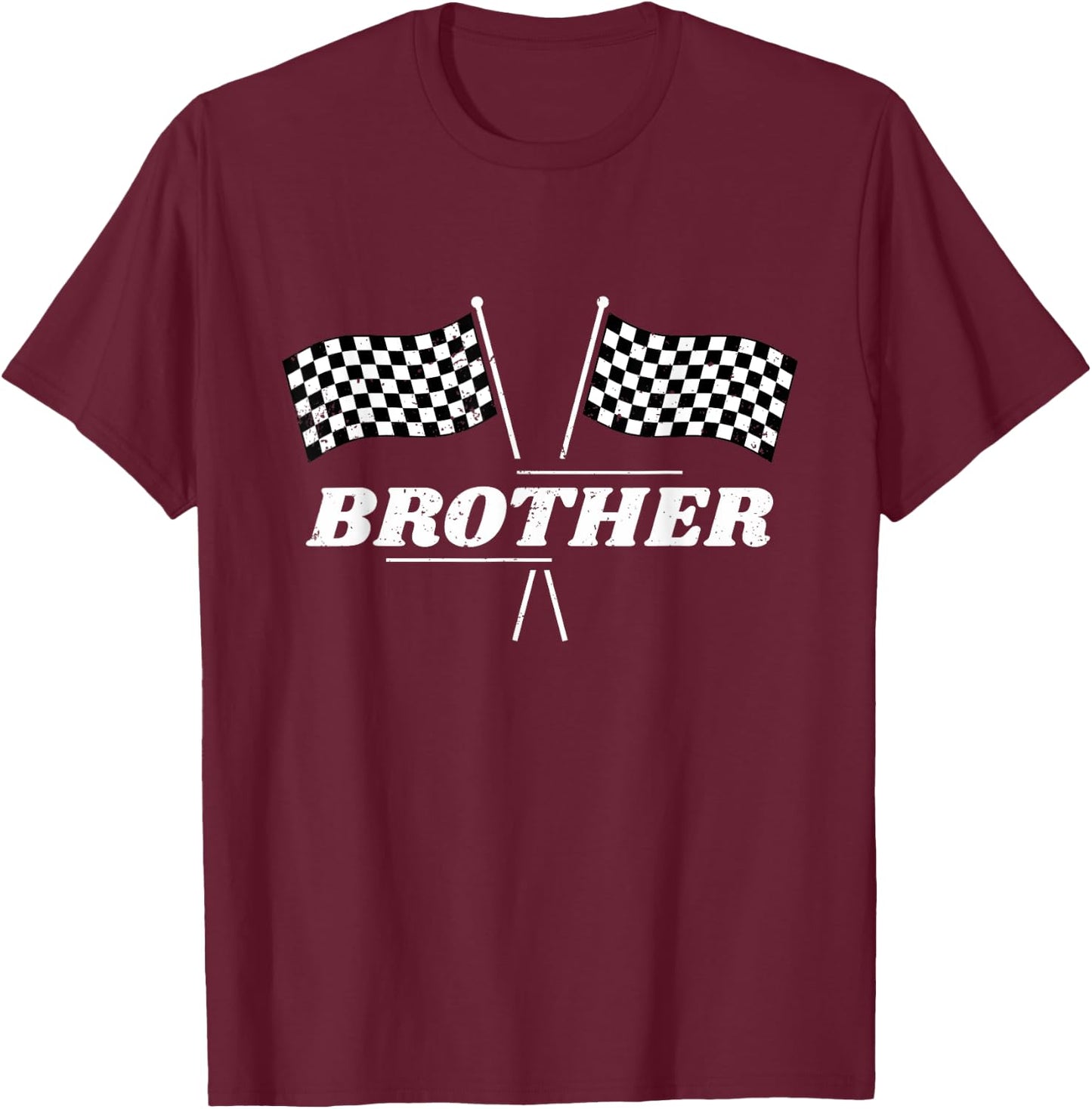 Pit Crew Brother Racing Car Family Matching Birthday Party T-Shirt - T-Shirt | Maroon