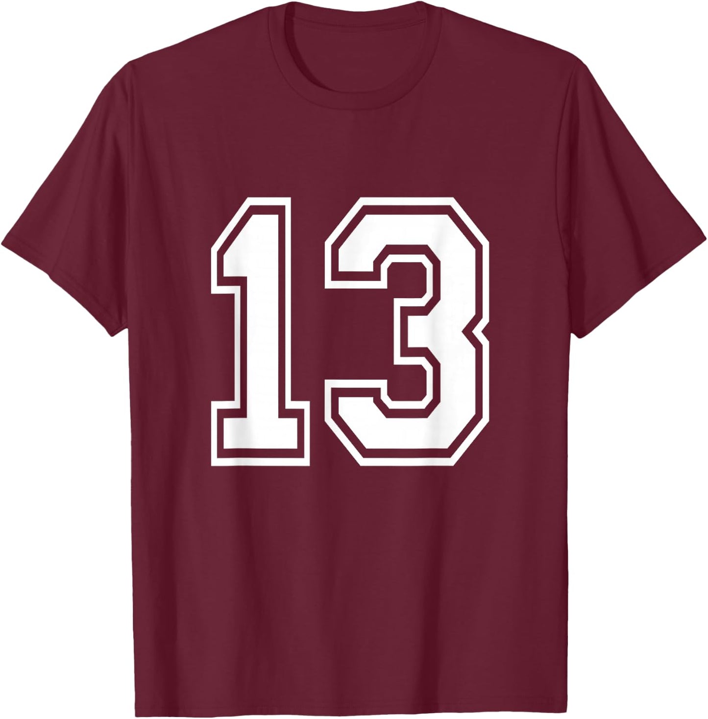 Number 13 Varsity Sports Team Jersey 13th Birthday 13 Years T-Shirt - T-Shirt | Maroon