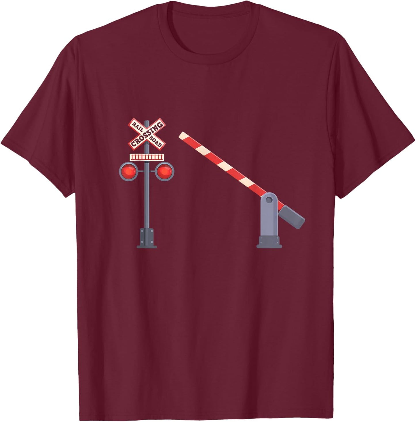 Railroad Crossing Barrier Sign Halloween Costume DIY T-Shirt - T-Shirt | Maroon