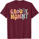 Groovy Mommy Retro Mom Matching Family 1st Birthday Party T-Shirt - T-Shirt | Maroon