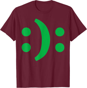 Minimal art Of Happy Sad Face For Bipolar Disorder Awareness T-Shirt - T-Shirt | Maroon