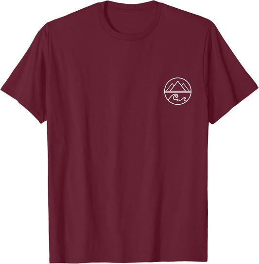 Mountains Waves Nature Outdoor Surf Hiking Hiker Surfer T-Shirt - T-Shirt | Maroon