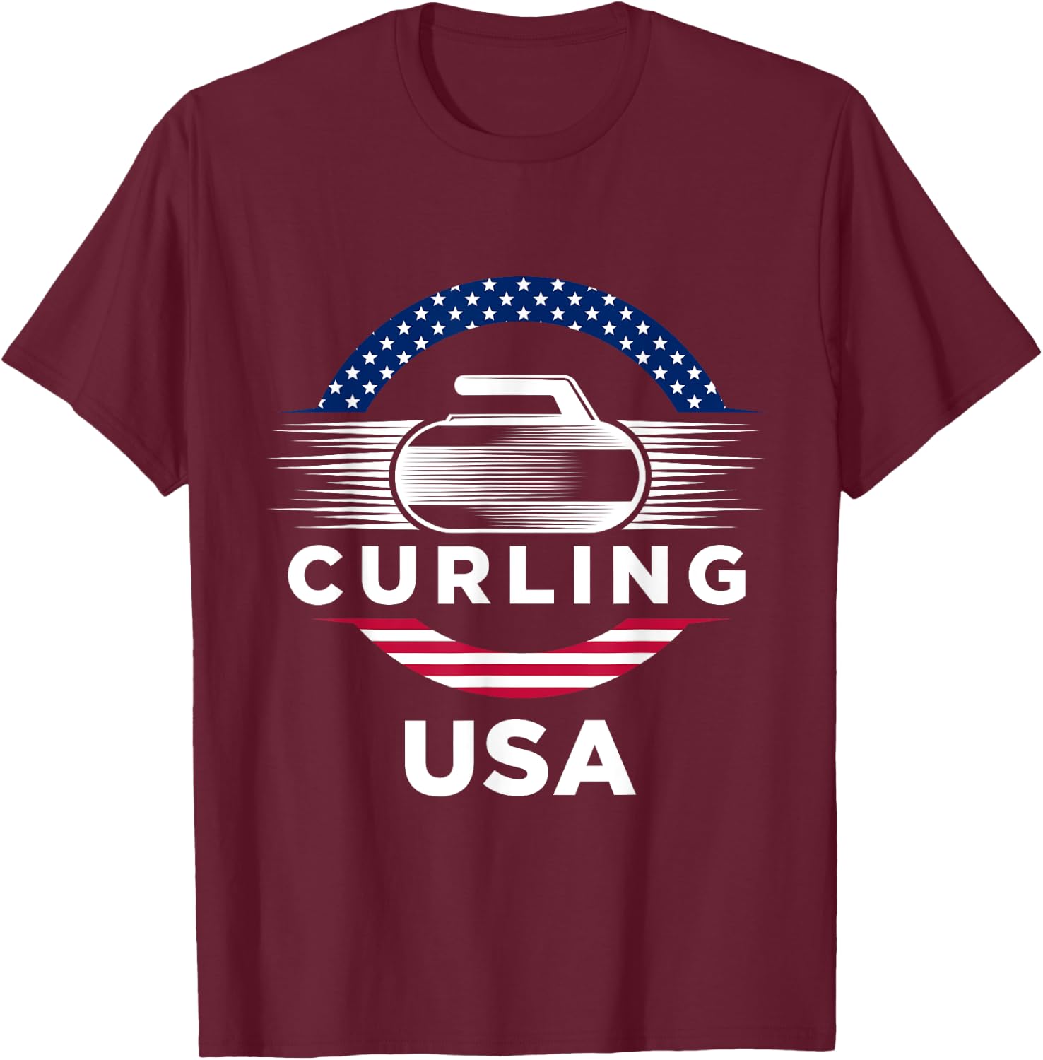 Curling USA Support the Team USA Flag Curl Clean T-Shirt - T-Shirt | Maroon