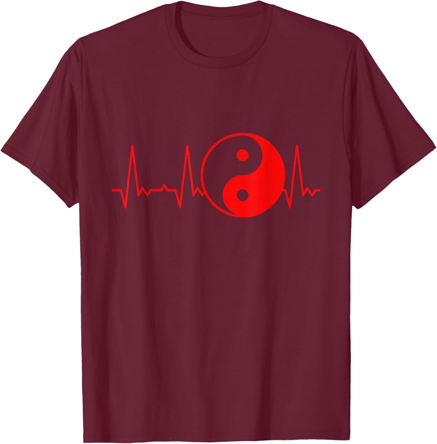 Heartbeat Yin Yang T-Shirt - T-Shirt | Maroon