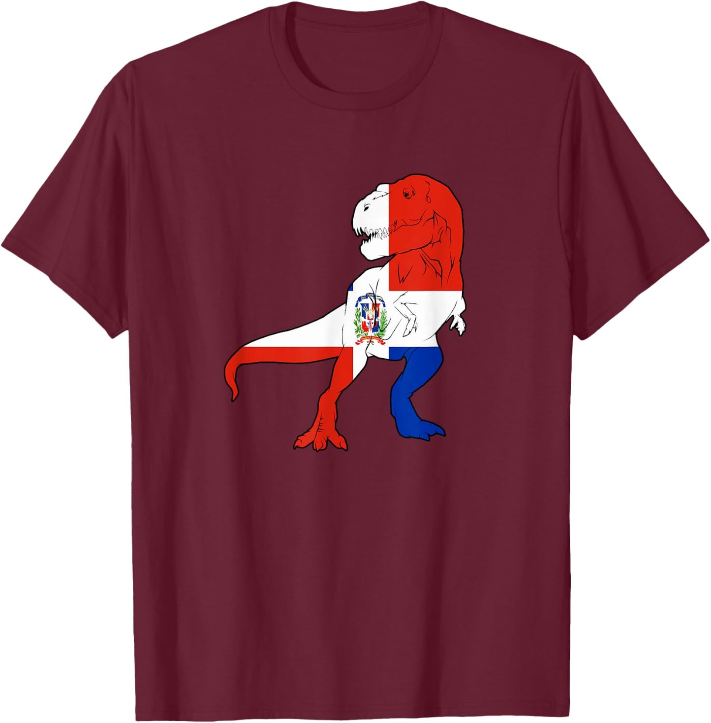 Dominican Trex Dinosaur Boys Kids Republic Dominicana Flag T-Shirt - T-Shirt | Maroon