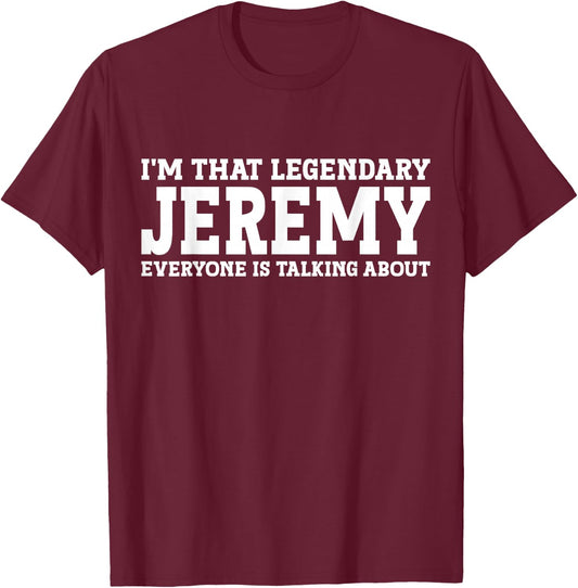 Jeremy Personal Name T-Shirt - T-Shirt | Maroon