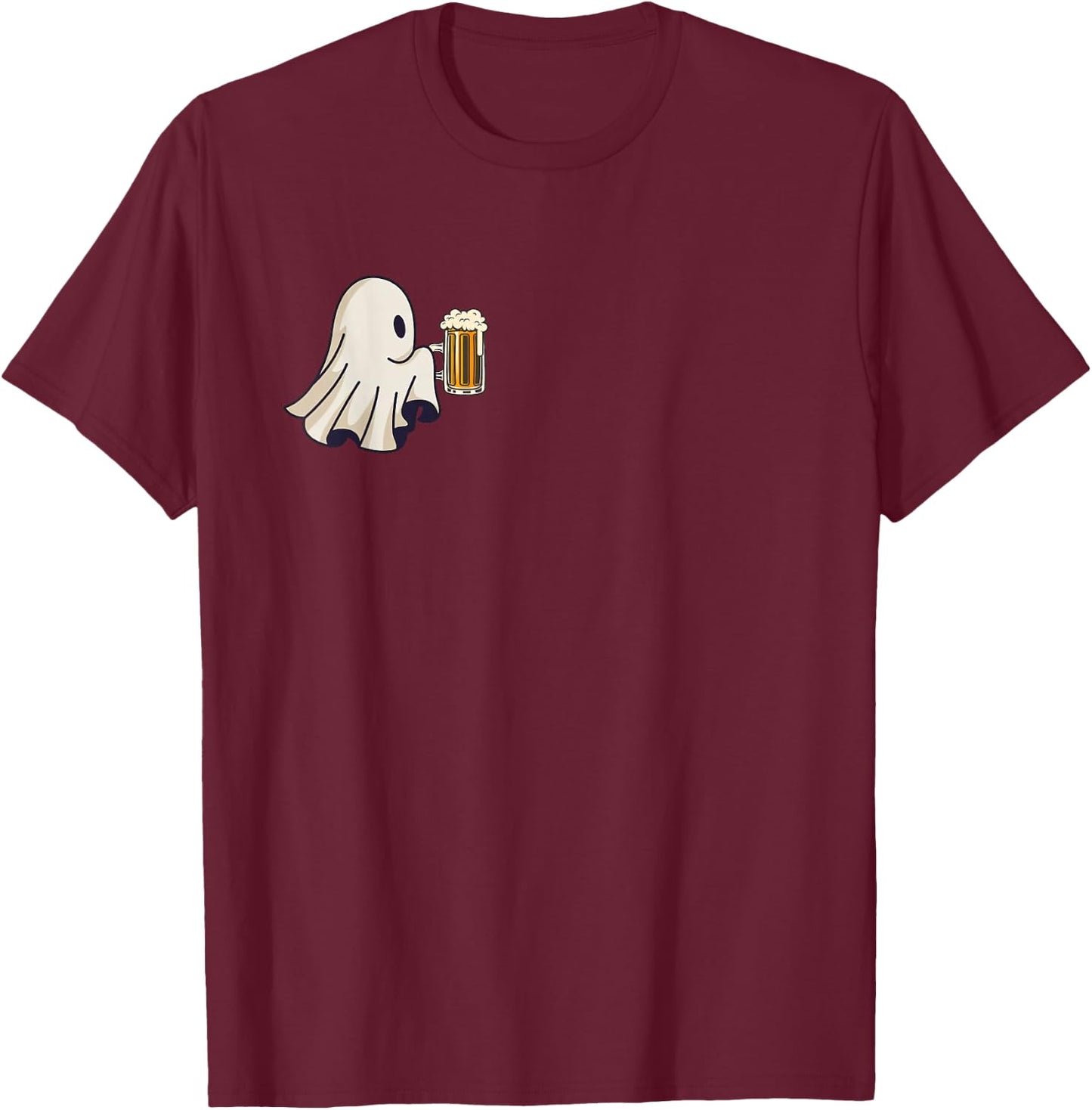 Little Ghost Drinking Beer Funny Halloween Costume Men Women T-Shirt - T-Shirt | Maroon