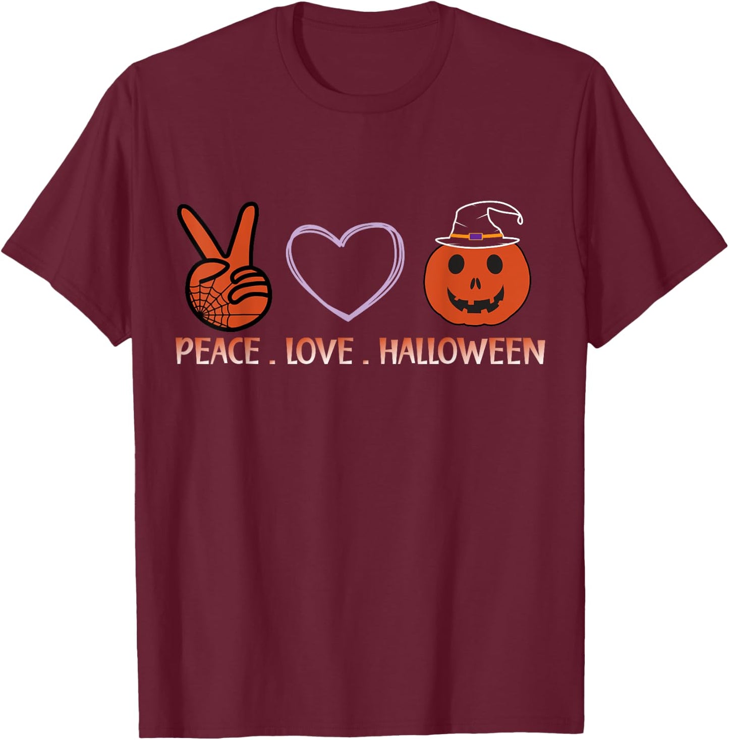 Peace Love Halloween Spirit Spooky Necromancer T-Shirt - T-Shirt | Maroon