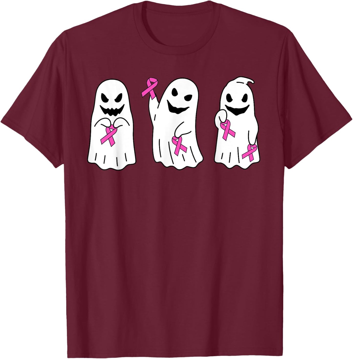 Pink Ribbon Breast Cancer Awareness Ghost Women Kids Toddler T-Shirt - T-Shirt | Maroon