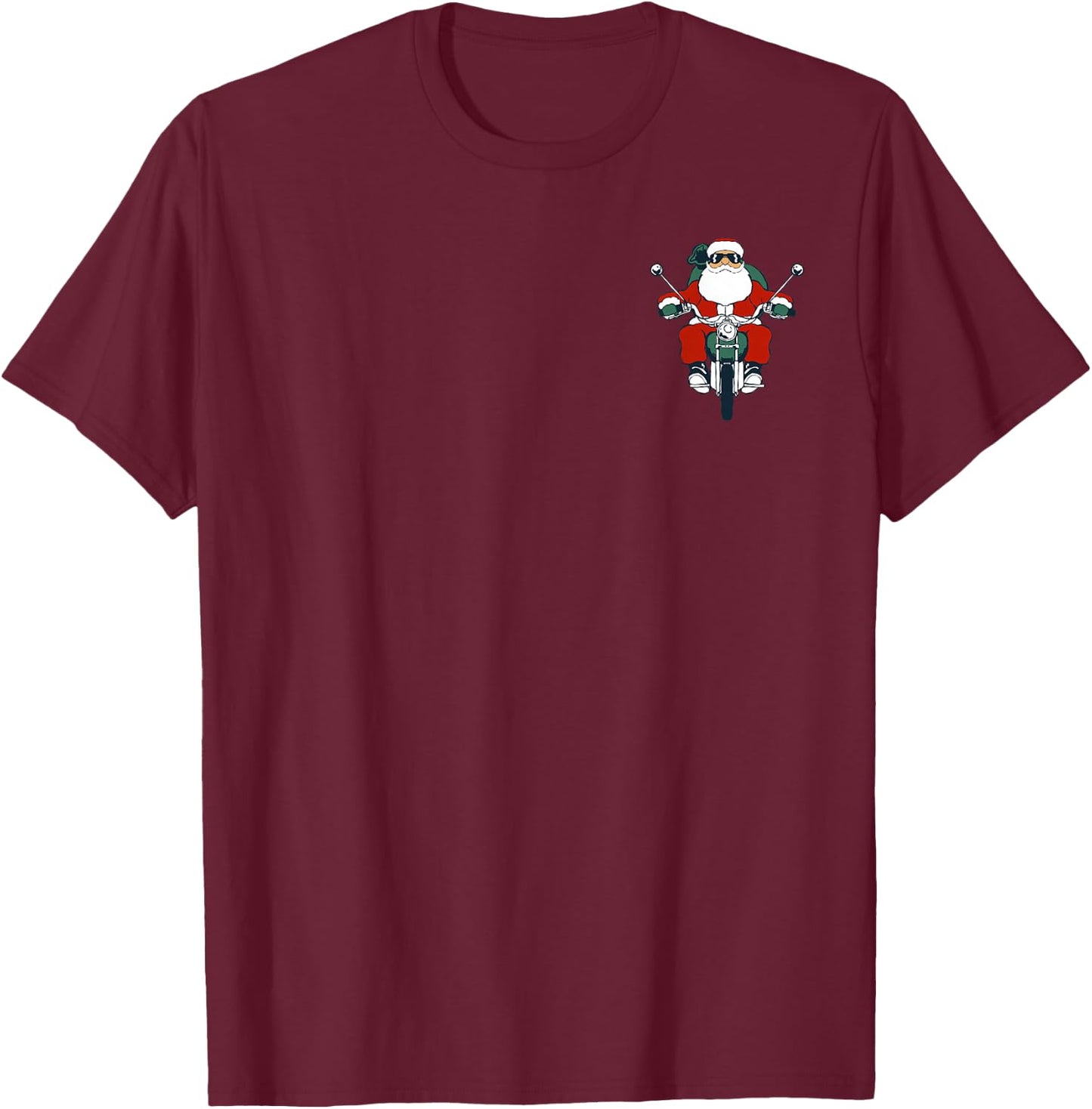 Santa On Motorcycle Funny Christmas Biker Kids Boys T-Shirt - T-Shirt | Maroon