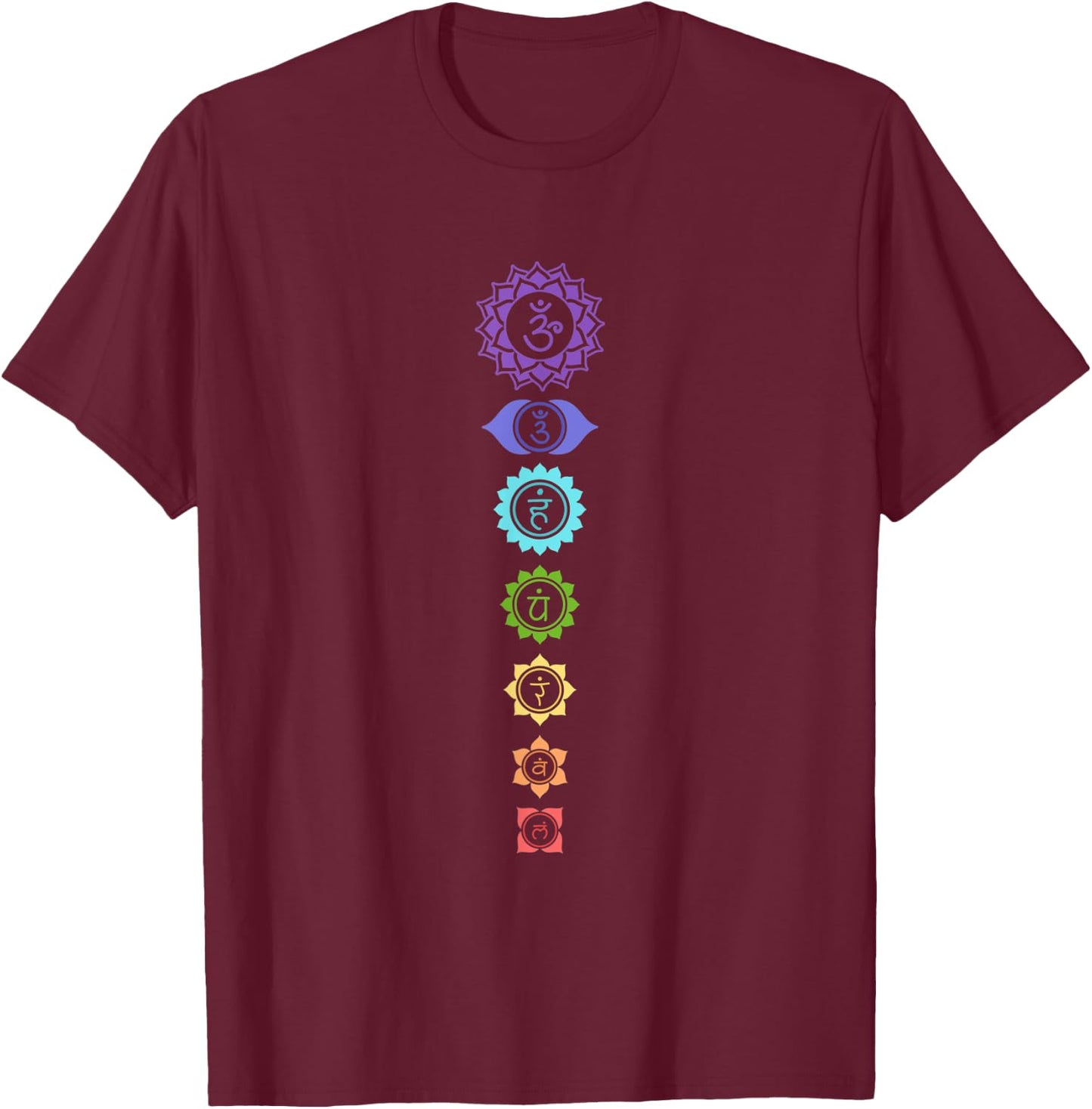 Seven Chakra Crystals Healing Colors Reiki Master T-Shirt - T-Shirt | Maroon