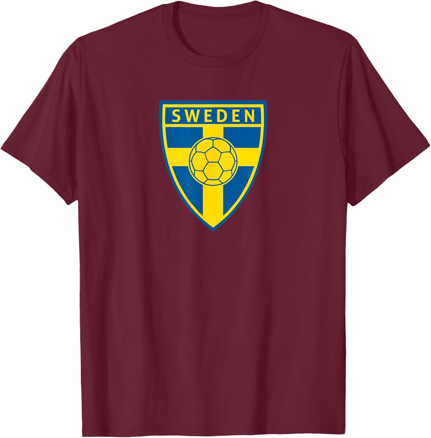 Sweden Flag Swedish Soccer Football Fan Team T-Shirt - T-Shirt | Maroon