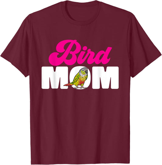 Green Cheek Conure Bird Mom Parrot Bird Conure T-Shirt - T-Shirt | Maroon