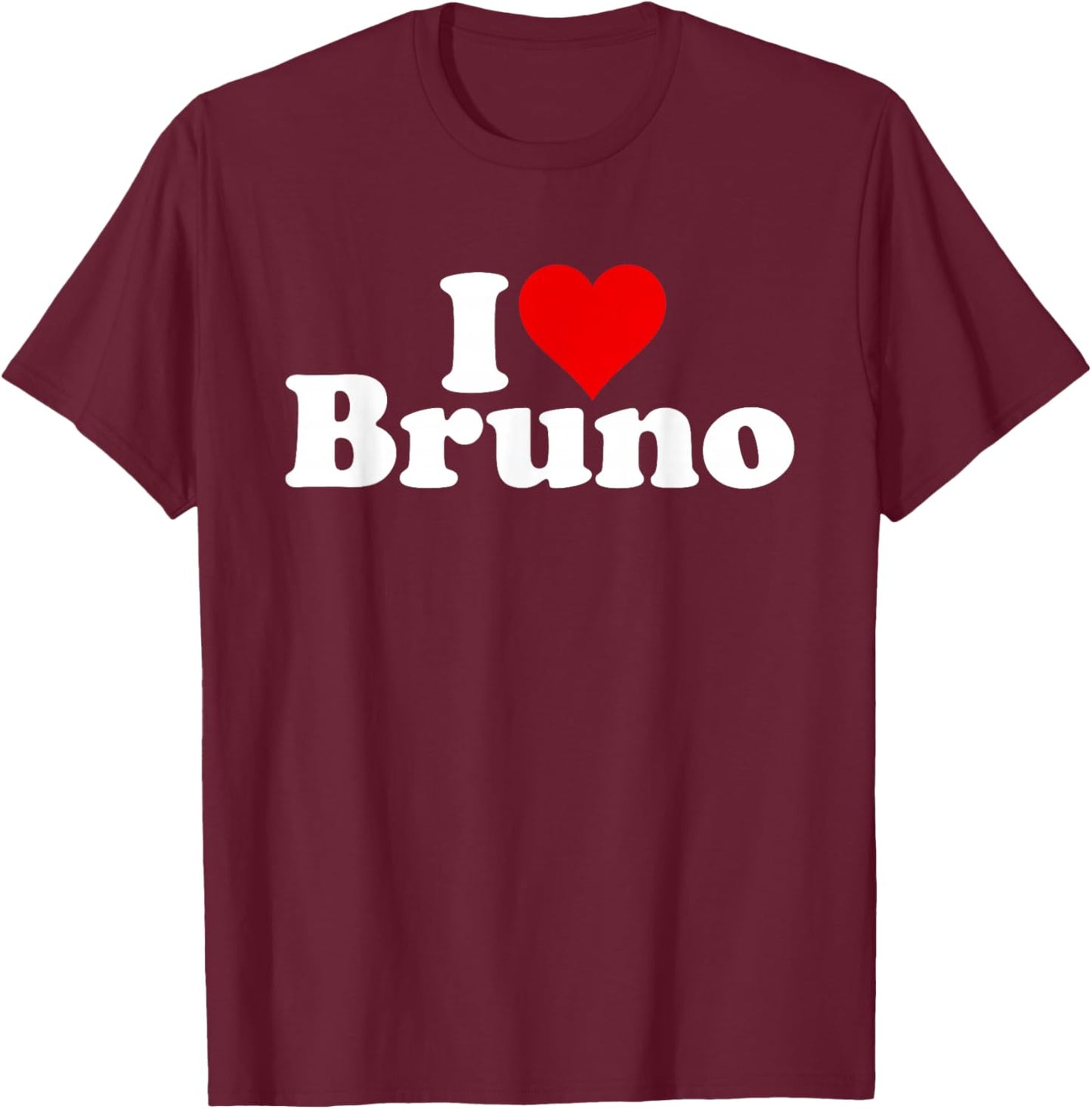 I Love Heart Bruno T-Shirt - T-Shirt | Maroon