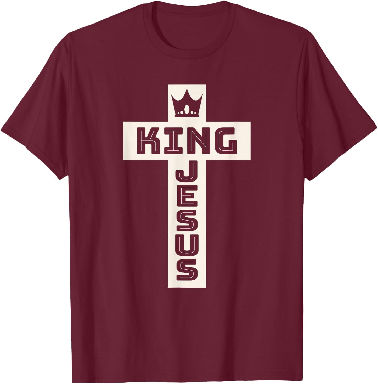 King Jesus Christian Cross T-Shirt - T-Shirt | Maroon