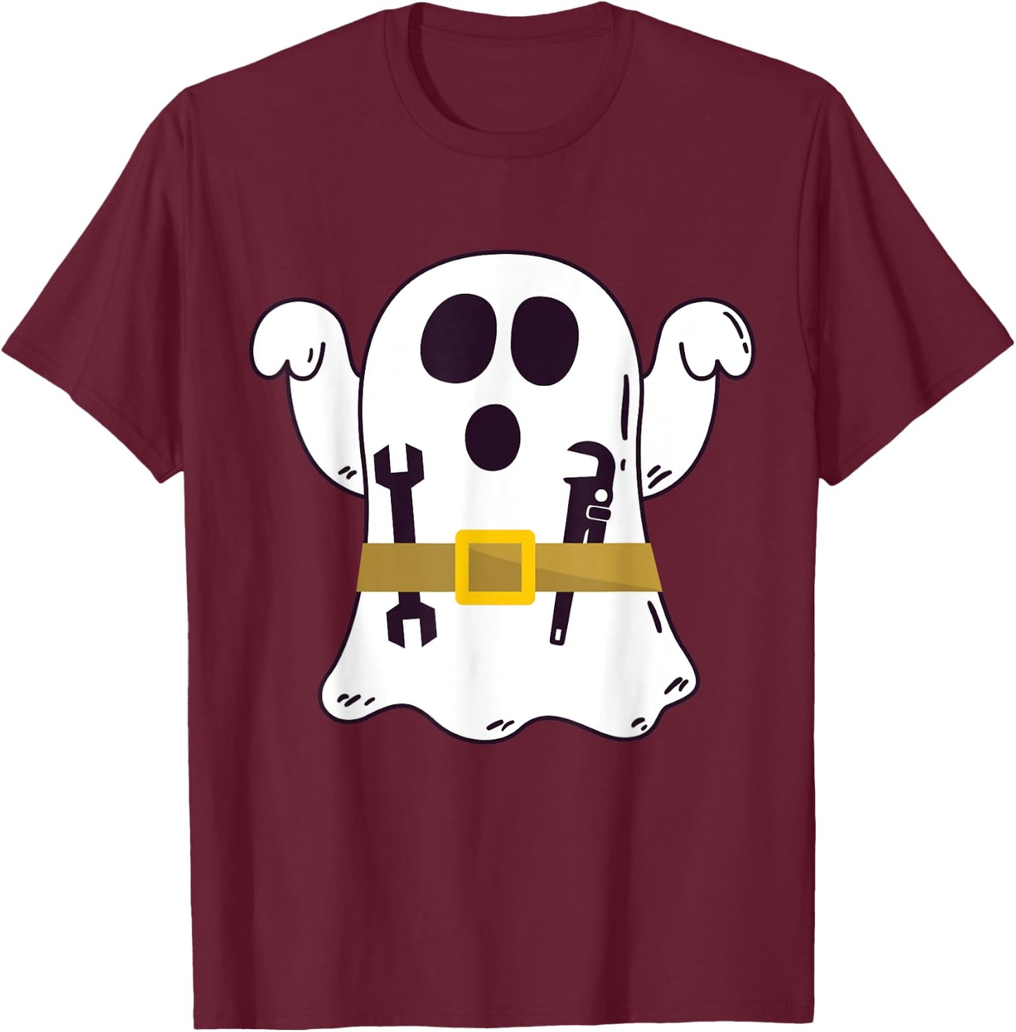 Funny Ghost Plumber Halloween Costume Repairman or Mechanic T-Shirt - T-Shirt | Maroon