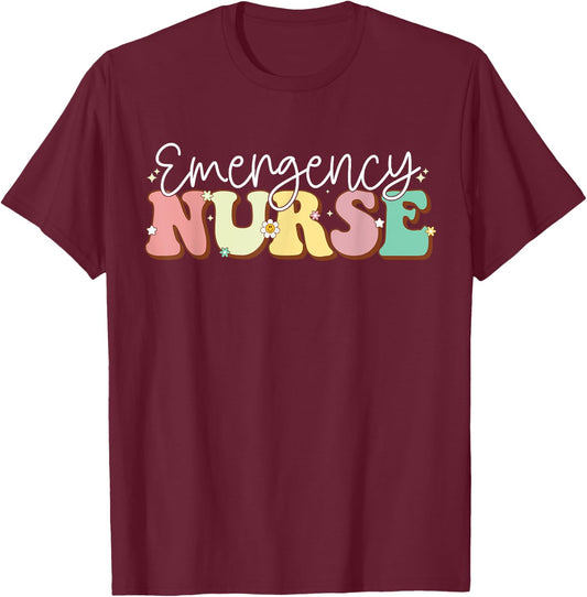 Groovy Er Nurse Emergency Room Nurse Nursing T-Shirt - T-Shirt | Maroon