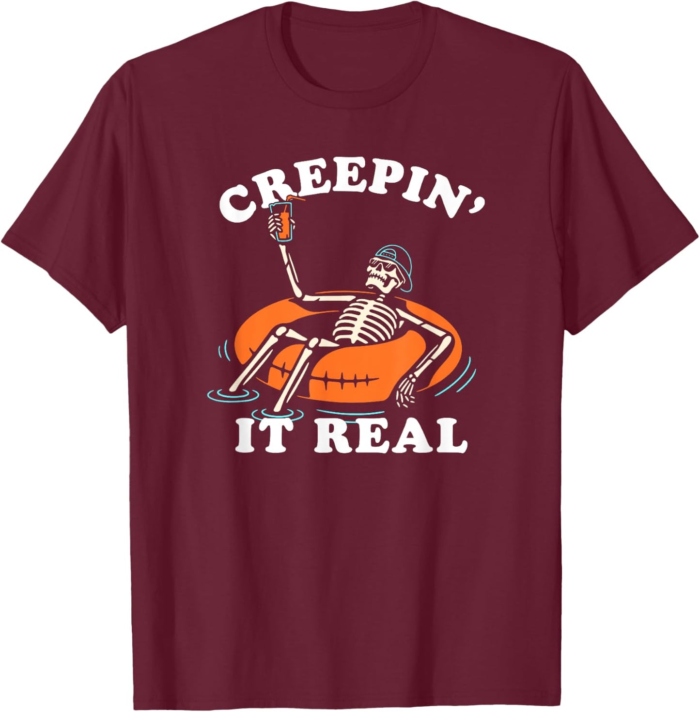 Trendy Halloween Vintage Creepin' it Real T-Shirt - T-Shirt | Maroon